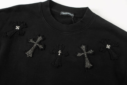 Chrome Hearts latest heavy-weight basic crewneck sweatshirt in black