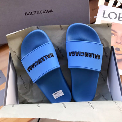 Balenciag* Pool Slide Blue