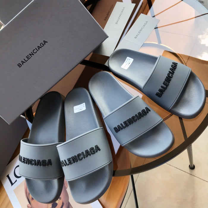 Balenciag* Pool Slide Grey