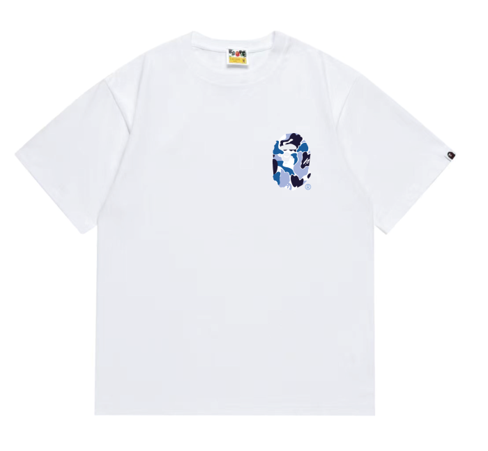 BAPE×Stuss! Blue Color Camo By Bathing Tee