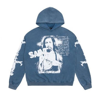 Saint Mich@el Tears Washed Distressed Salt-Treated 400g Heavy-Weight Vintage Terry Cloth Hoodie