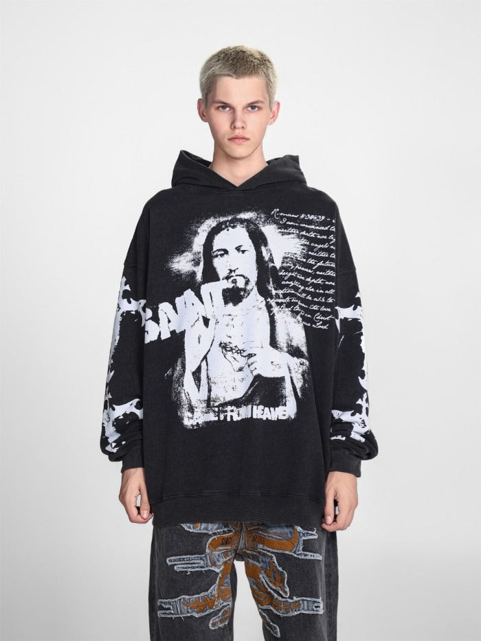 Saint Mich@el Tears Washed Distressed Salt-Treated 400g Heavy-Weight Vintage Terry Cloth Hoodie