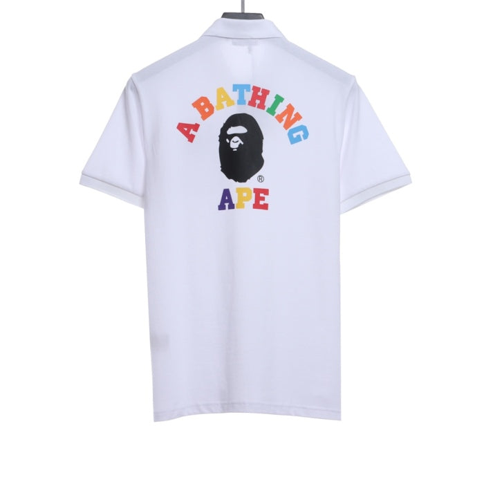 BAPE BACK COLORFUL LETTER PRINTING POLO SHORT SLEEVES