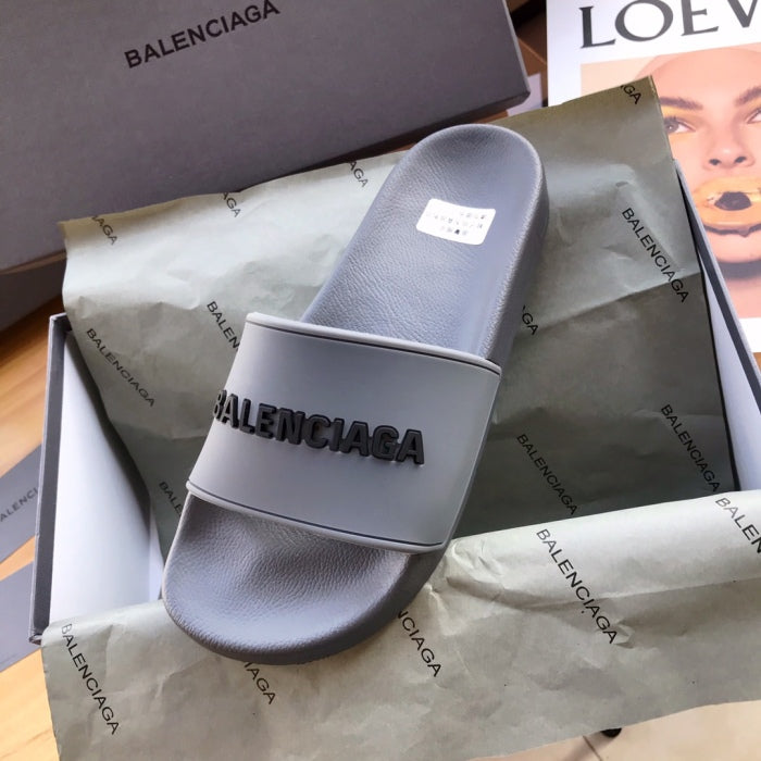 Balenciag* Pool Slide Grey