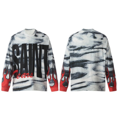 Saint Mich@el Tears Full Print Red Fire Long Sleeve