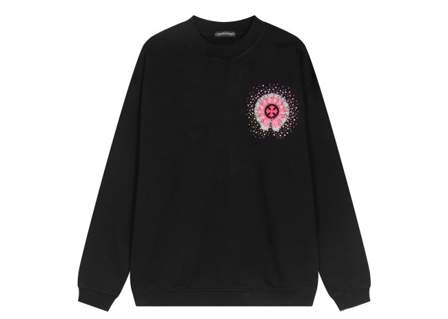 Chrome Hearts latest heavy-weight basic crewneck sweatshirt in black/pink